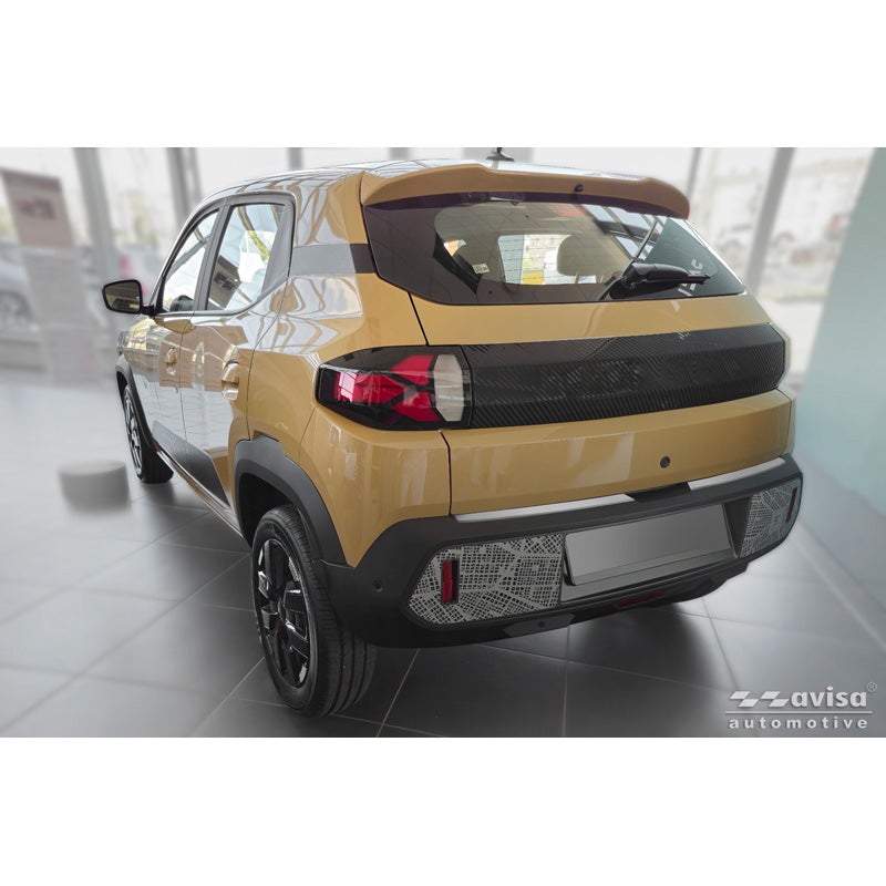 Avisa Protection de Seuil de Coffre Acier Inox sur mesure pour Dacia Spring Facelift 2024- - Argent Mat - 2 pièces