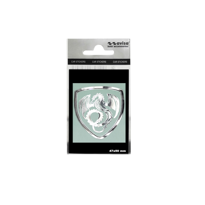 Autocollant Nickel 'Dragon in a shield' - 50x45mm