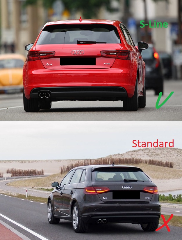 Achteraanzet RS Rieger Audi A3 8V 3deurs/Sportback 12-16 ABS
