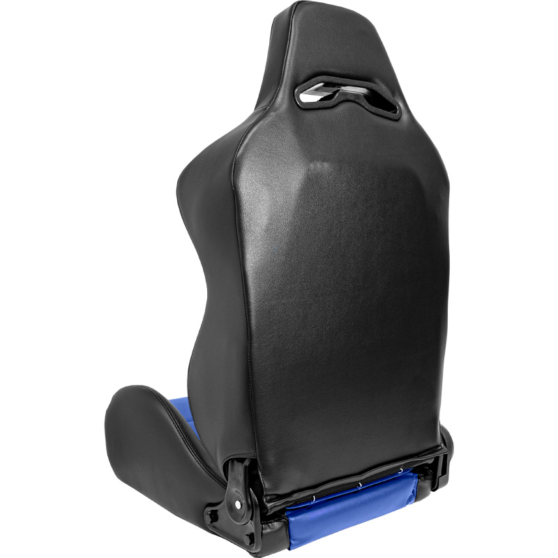 Siège baquet 'Eco' - Noir/Simili Cuir Bleu - Dossier réglable (à droite) - incl. glissières