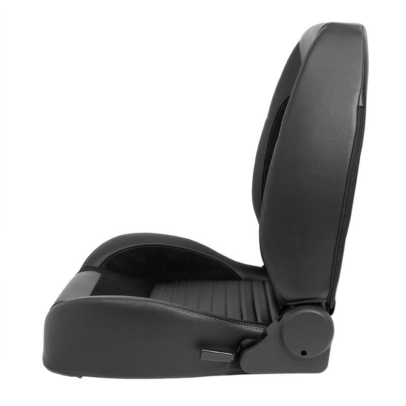 Siège baquet 'Classic II' - Simili Cuir Noir + suède + Surpiqûres gris - Dossier réglable à gauche - incl. glissières