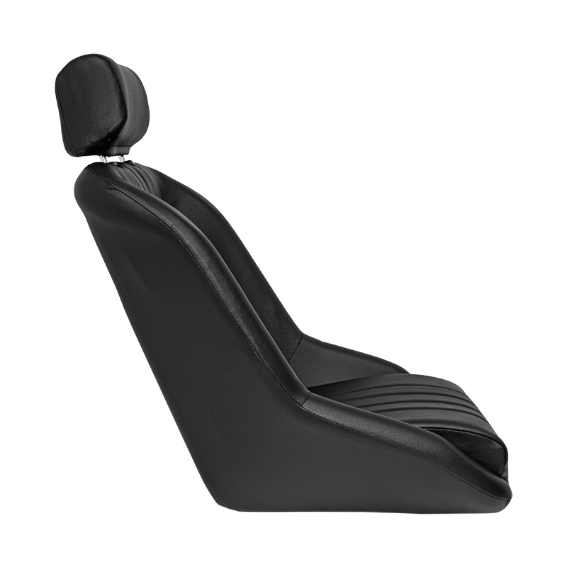 Siège baquet 'Classic' - Simili Cuir Noir - Dossier fixe + Appuie-tête - incl. glissières