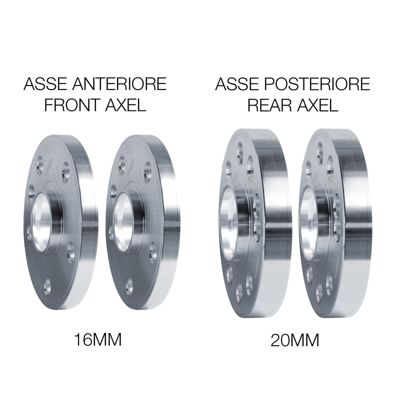 Simoni Racing Kit d'Élargisseurs de Roue en aluminium - 2x16mm(AV) - 2x20mm(AR) (Moyeu 72,6mm) avec boulons de roue - sur mesure pour BMW divers