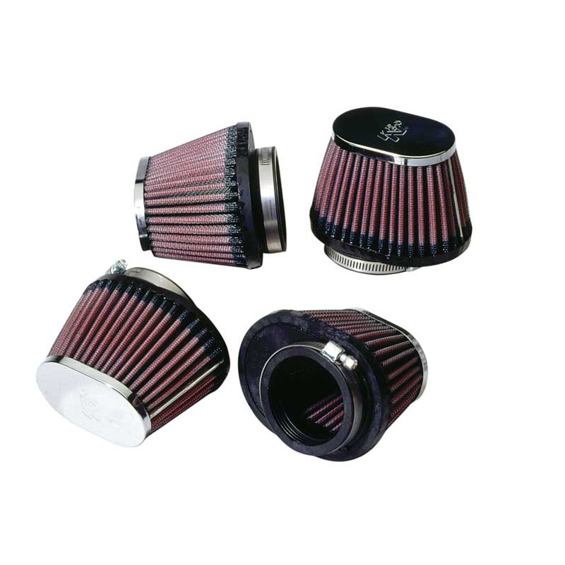 K&N Filtre à Air Universel Ovale/Conique 54mm raccordement décentrée, 102mm de base, 76mm en haut, 70mm hauteur (4 pièces) (RC-0984)