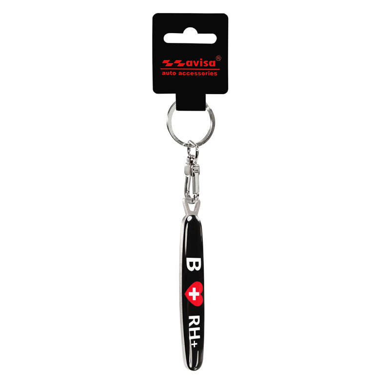 Porte-clés en acier inoxydable - 'Blood Type' B RH+
