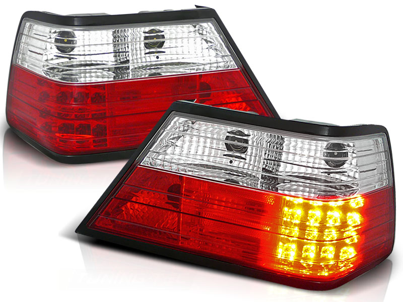 Feux arriere LED Mercedes E-Class W124 rouges/cristal