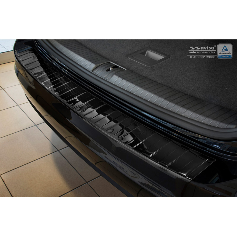 Protection de seuil arrière inox Noir-Chromé sur mesure pour Volkswagen Touran III 2015- incl. R-Line 'Ribs'