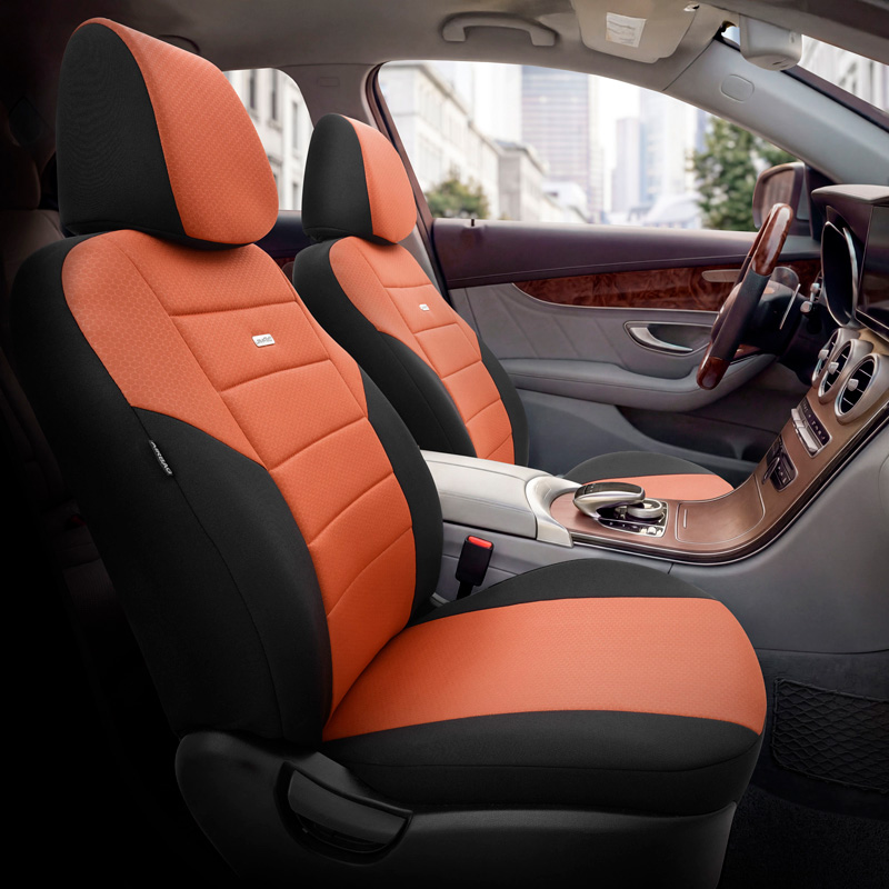 otoM Housse de sièges universel en textile 'SelectedFit One' Noir/Camel - 10-pièces - adapté aux Side-Airbags