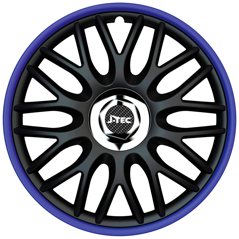 Jeu d'enjoliveurs J-Tec Orden R 13-inch noir/bleu + anneau chromé