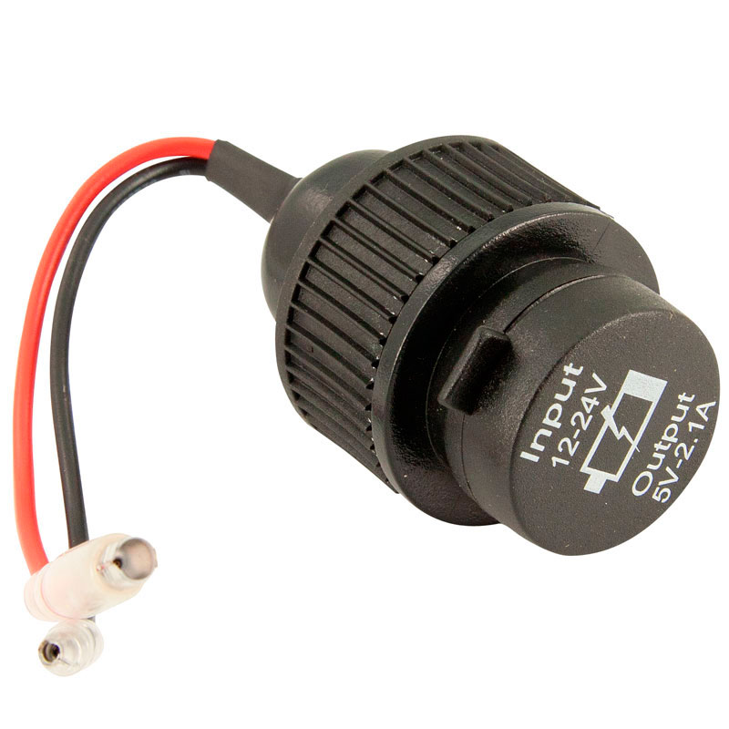 Adaptateur USB - 2 ports 5V-2.1A - encastré - noir