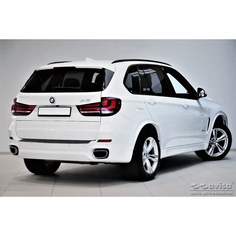 Protection de seuil arrière inox Noir sur mesure pour BMW X5 F15 2013-2018 avec Pacquet-M 'Ribs'