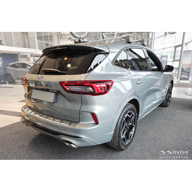 Avisa Protection de Seuil de Coffre Acier Inox STRONG EDITION sur mesure pour Ford Kuga III ST-Line / Vignale 2019-2024 & Facelift 2024- - Argent