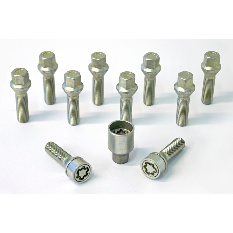 Jeu de Boulons de roue H&R conique M14x1.50 - Longueur 30mm - 10 pièces - antivol de roue inclus