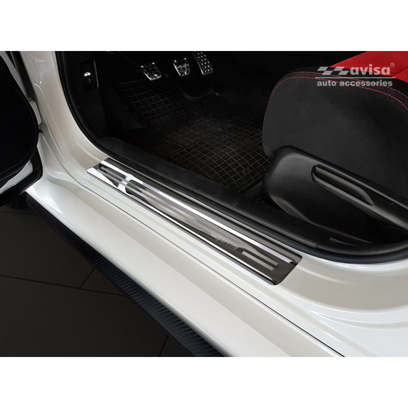 Seuils de portes inox noir luisant sur mesure pour Honda Civic X HB 5-portes 2017-2022 'Sportline' - 4-pièces