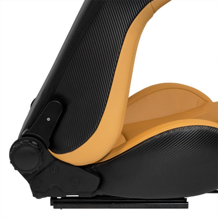Siège baquet 'RK' - Beige Simili Cuir - Dossier réglable - incl. glissières