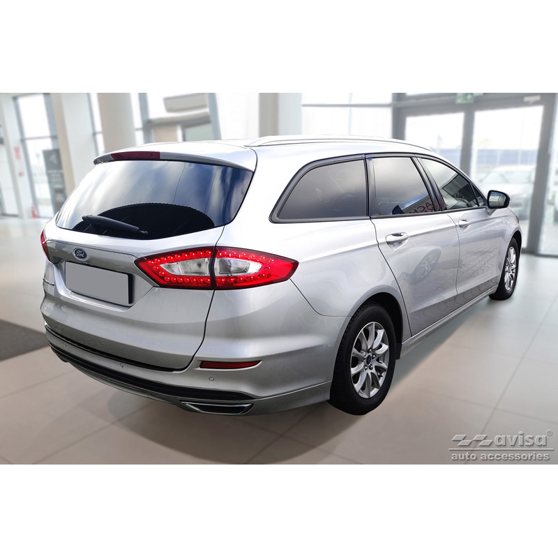 Protection de seuil arrière inox noir mat sur mesure pour Ford Mondeo V Wagon 2014- 'Ribs'