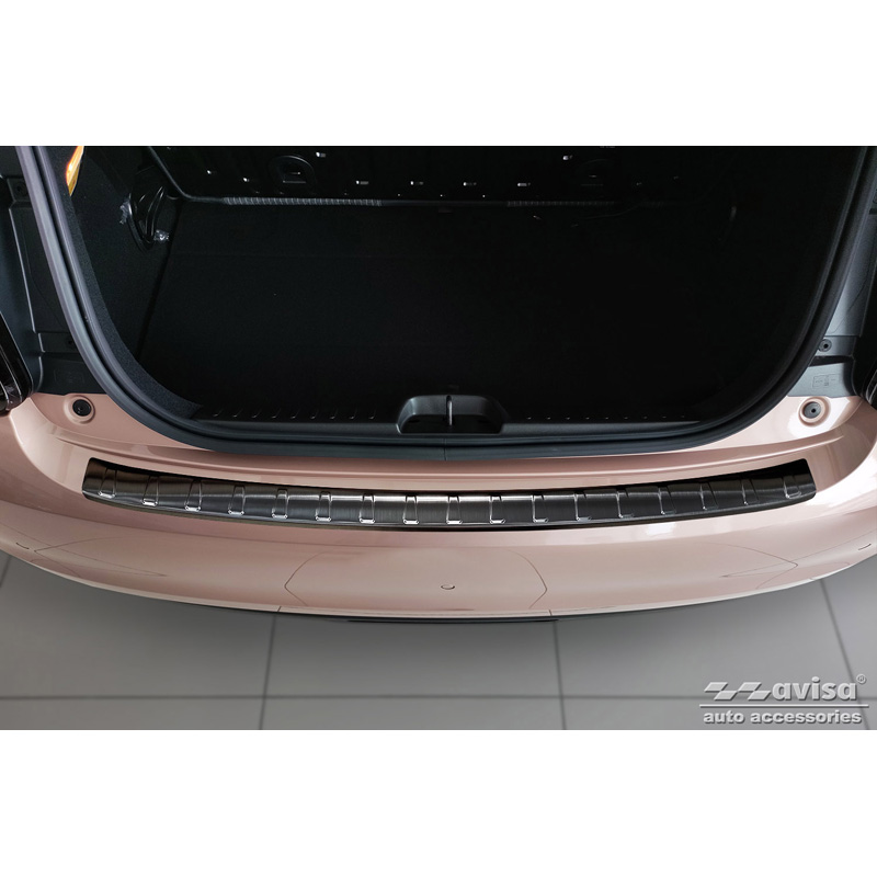 Protection de seuil arrière inox noir sur mesure pour Fiat 500e Berlina, 3+1 & Cabrio 3-portes  2020- 'Ribs'
