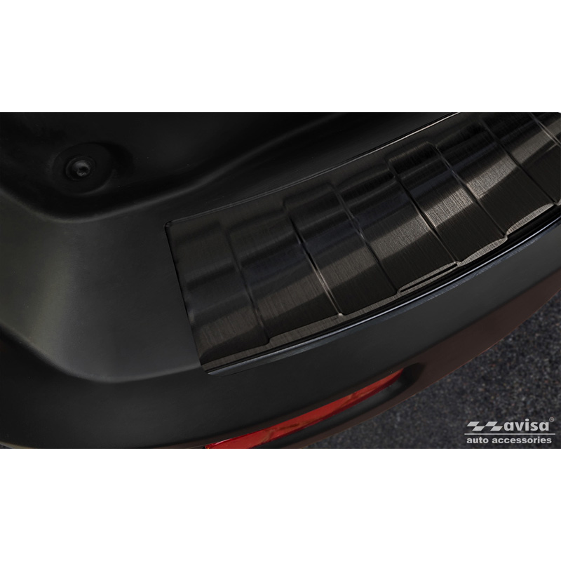 Protection de seuil arrière inox noir sur mesure pour Ford Tourneo Connect/Transit Connect 2014-2017 & FL 2017-2022 'Ribs'