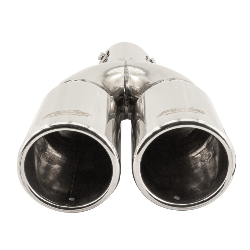 Simoni Racing Embout d'Échappement Rond Double Inox - Ø76xL230mm - Montage ->61mm