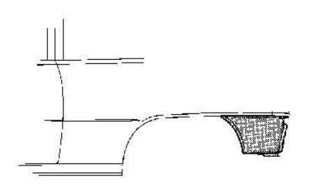 eindstuk of lekbakje, 4drs Sedan, links Opel Astra F, 1991 -1998