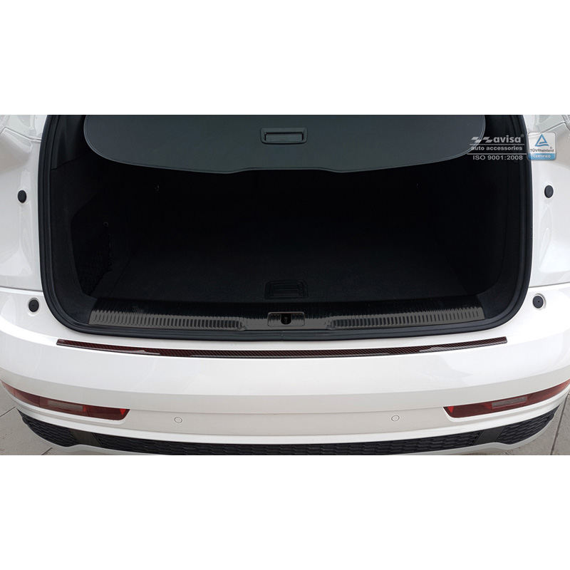 Protection de seuil arrière carboné sur mesure pour Audi Q3 2011-2015 & 2015- Carboné noir-rouge