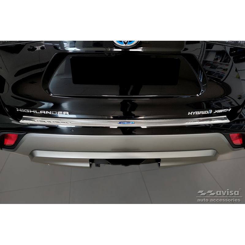 Protection de seuil arrière inox sur mesure pour Toyota Highlander (XU70) 2020- 'Hybrid'
