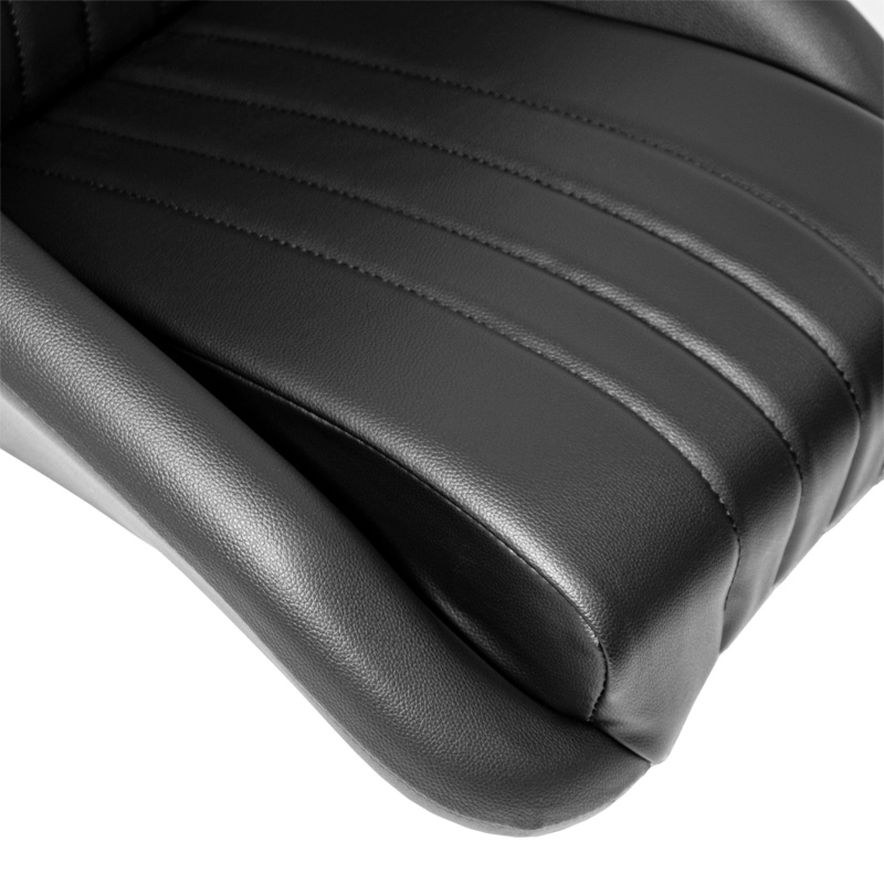 Siège baquet 'Classic' - Simili Cuir Noir - Dossier fixe + Appuie-tête - incl. glissières