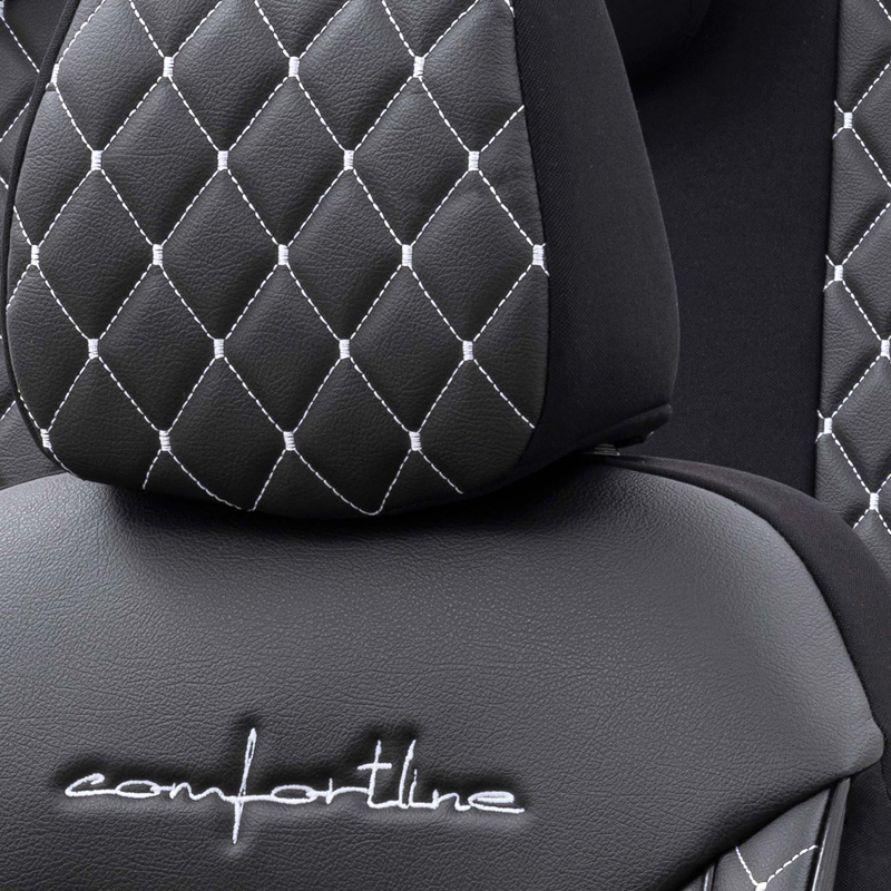 Housse de sièges universel en cuir/textile 'Comfortline VIP' Noir/Gris - 11-pièces - adapté aux Side-Airbags