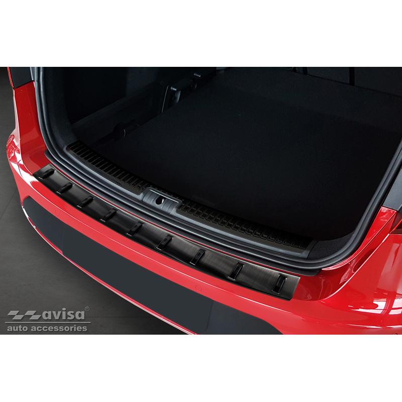 Protection de seuil arrière inox noir sur mesure pour Seat Leon ST (5F) 2013-2017 & Facelift 2017-2020 'STRONG EDITION'