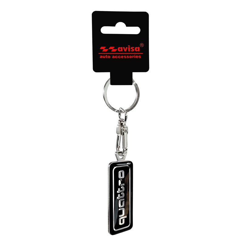 Porte-clés en acier inoxydable - 'Quattro' Noir