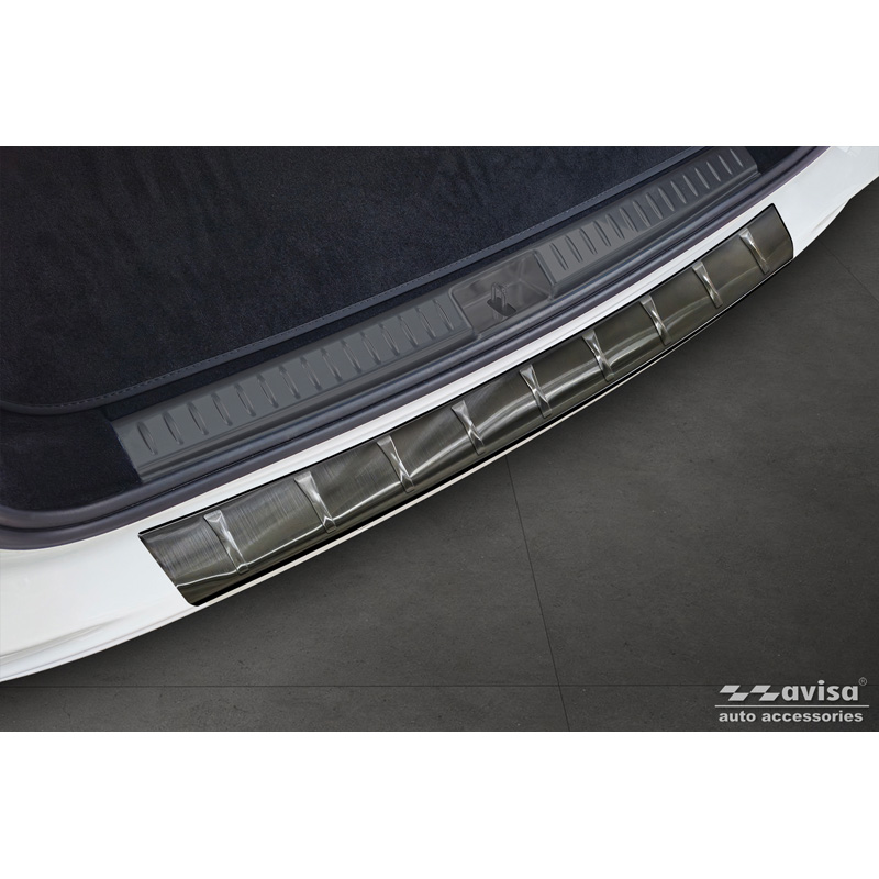 Protection de seuil arrière inox noir sur mesure pour Mercedes Classe-E (S214) Estate 2023- 'Ribs'