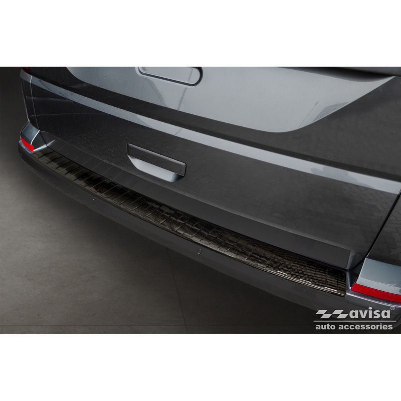 Protection de seuil arrière carboné 3D sur mesure pour Volkswagen Caravelle T6 2015-2019 & Caravelle T6.1 2019- (avec hayon arrière) 'Ribs'