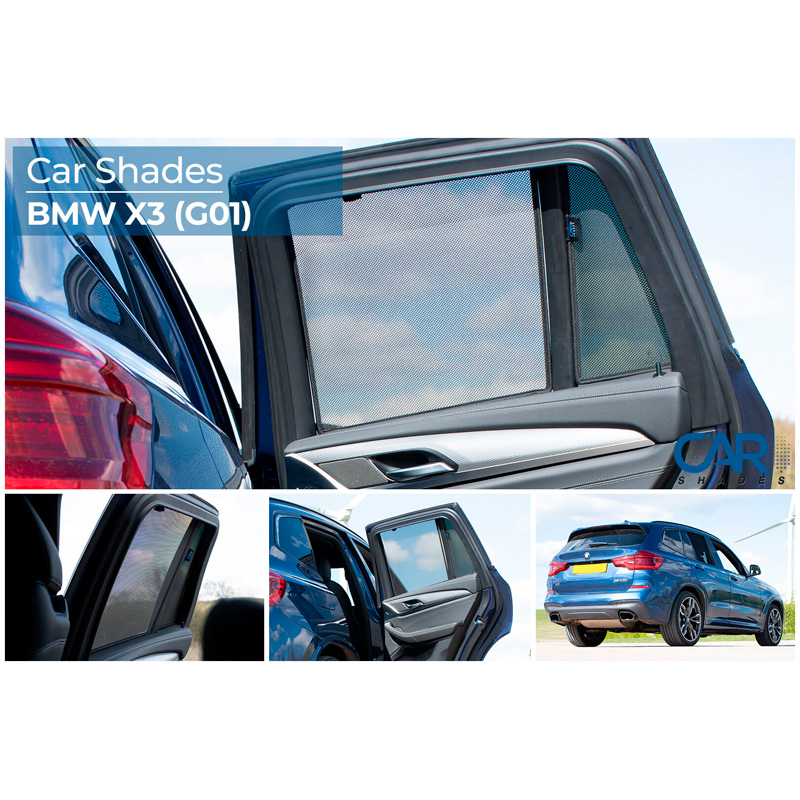 Set de Car Shades (portes arrières) sur mesure pour BMW X3 (G01) 2017- & iX3 (G08) 2020- (4-pièces)