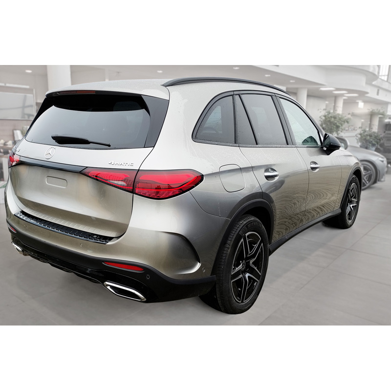 Protection de seuil arrière inox Noir-Chromé sur mesure pour Mercedes GLC II (X254) 2022- 'Ribs'
