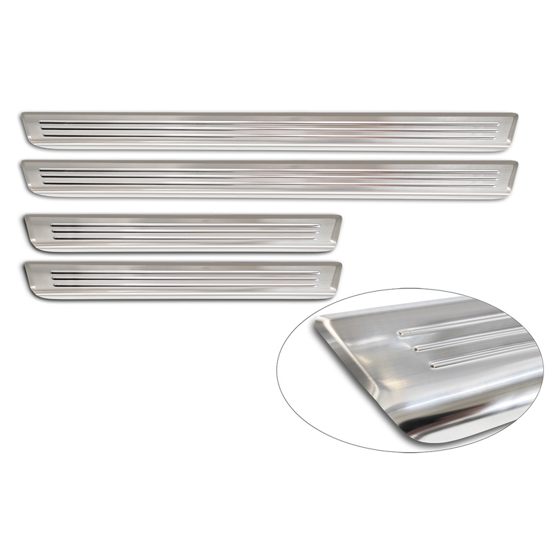 Avisa Seuils de portes inox sur mesure pour Skoda Kodiaq II (PS7) 2024- 'Lines' - 4-pièces