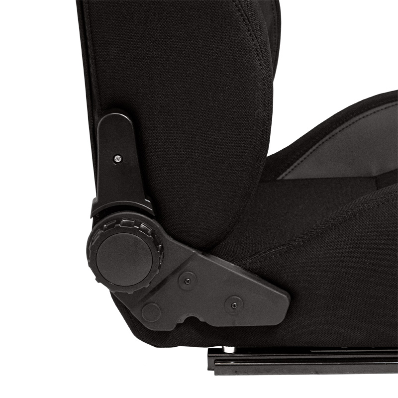 Siège baquet 'MR' - Simili Cuir Noir + Noir Textile Pine - Dossier réglable - incl. glissières