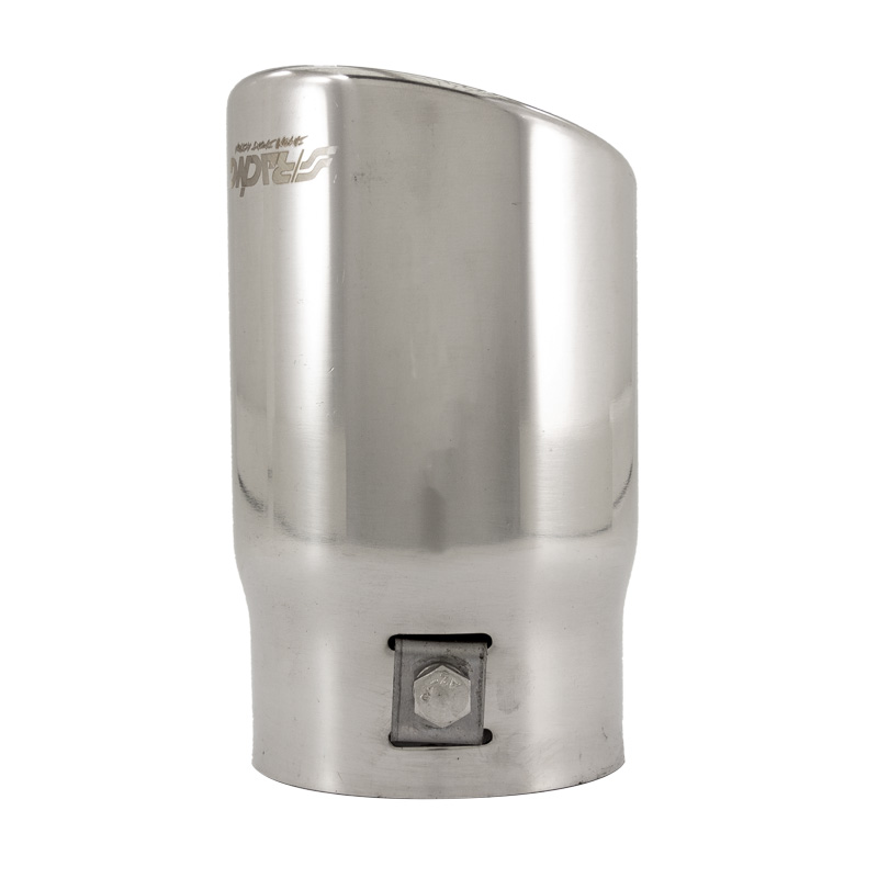 Simoni Racing Embout d'Échappement Rond/Oblique Inox - Ø76xL128mm - Montage ->68mm.