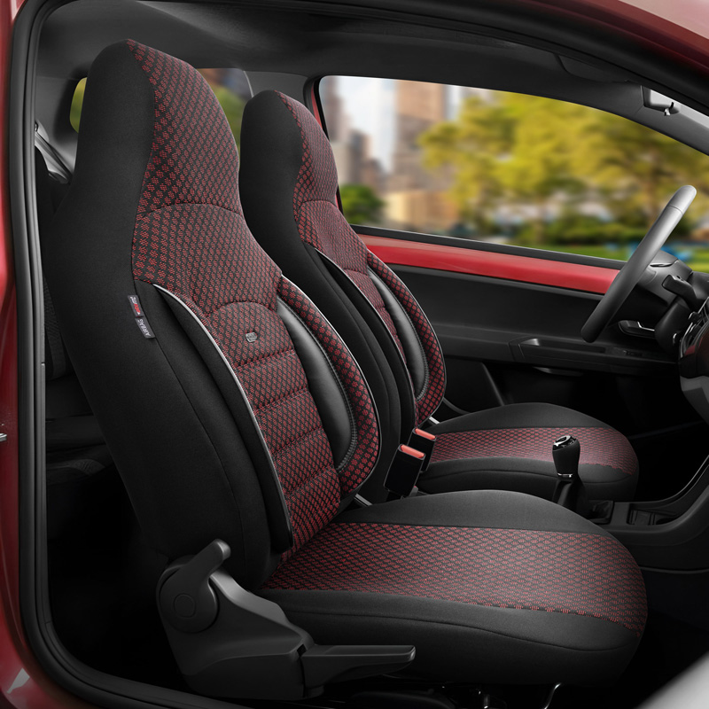 Housse de sièges 'CityBug' universel en textile 'Sport Plus' Noir/Rouge - 9-pièces - adapté aux Side-Airbags