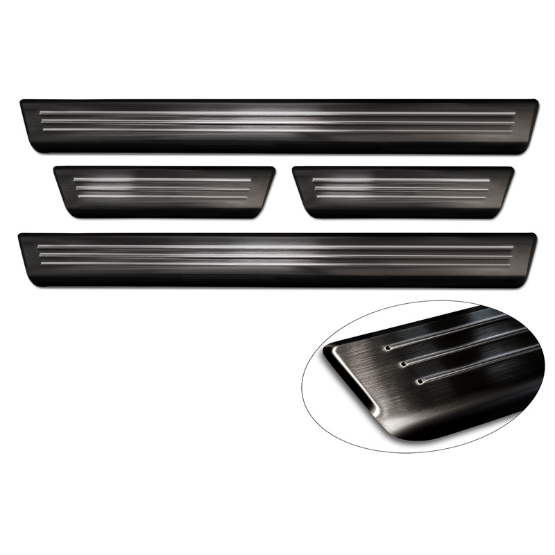 Seuils de portes inoxydable noir sur mesure pour Honda Civic XI 2022- 'Lines' - 4-pièces