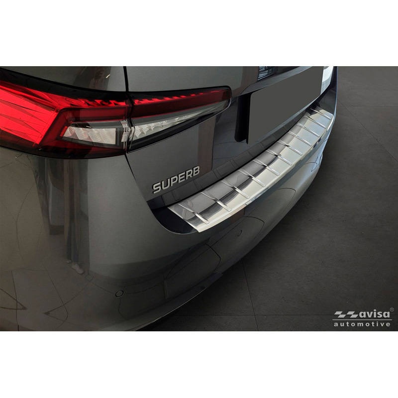 Avisa Protection de Seuil de Coffre Acier Inox sur mesure pour Skoda Superb IV Liftback 2024- - Argent