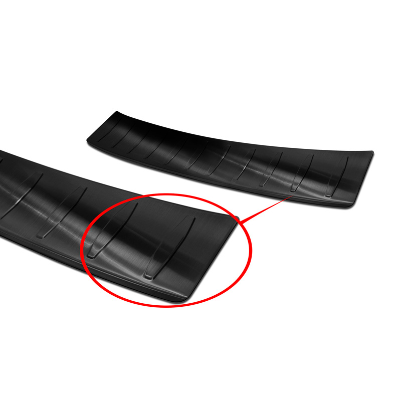 Protection de seuil arrière inox noir sur mesure pour Opel Corsa F HB 5-portes GS-Line 2019- 'Ribs'