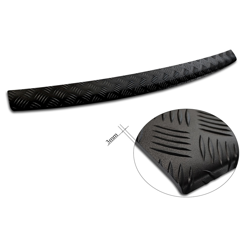 Protection de seuil arrière en aluminium noir mat sur mesure pour Jeep Cherokee Facelift 2018- 'Riffled Plate'