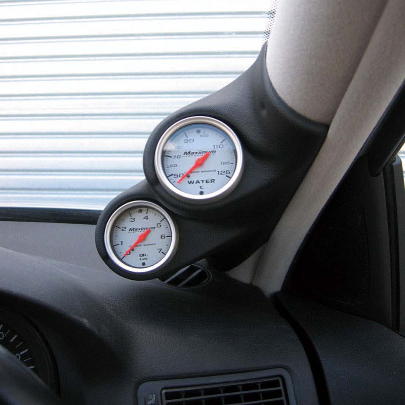 RGM Support de Pilier-A à Droite - 2x 52mm - sur mesure pour Seat Ibiza/Cordoba 6K2 1999-2002 - Noir (ABS)