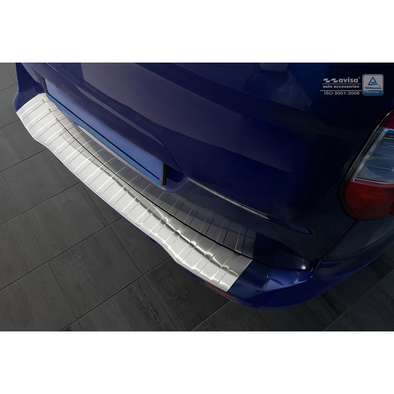 Protection de seuil arrière inox sur mesure pour Ford Tourneo Courier/Transit Courier 2014- 'Ribs'