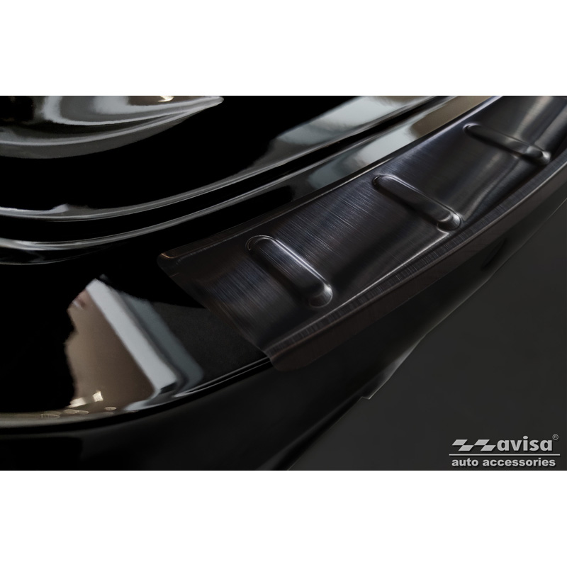 Protection de seuil arrière inox noir sur mesure pour Mercedes CLA II (X118) Shooting Brake 2019- 'Ribs'