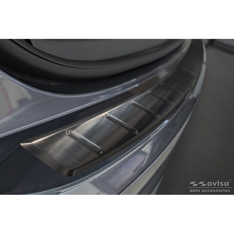 Protection de seuil arrière inox noir sur mesure pour Volkswagen Taigo 2021- 'Ribs'