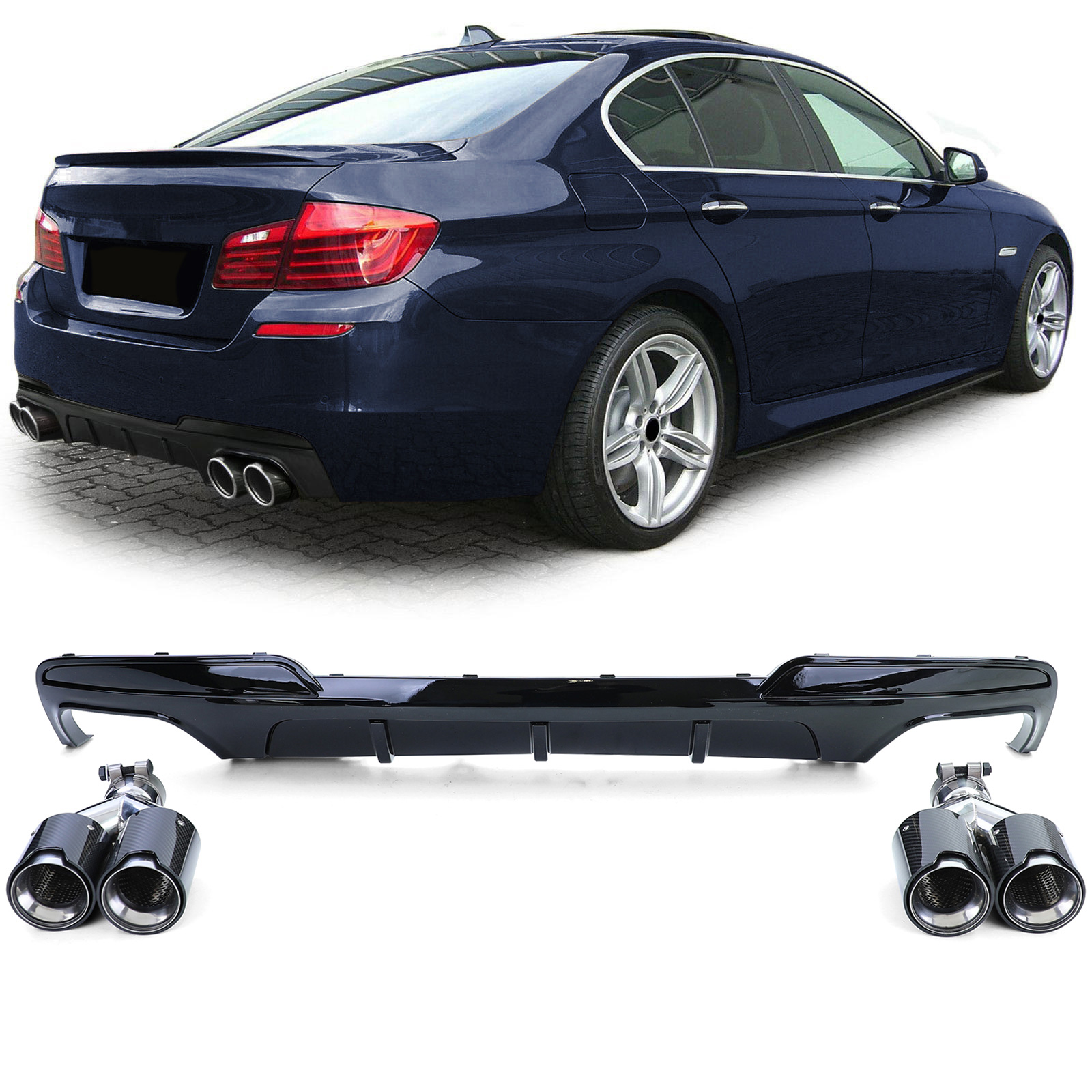 Diffuser BMW 5 Serie M Pakket F10 F11 Carbon Sierstukken