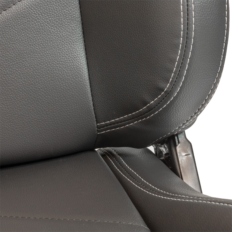 Siège baquet 'TN' - Simili Cuir Noir + Surpiqûres argent - Dossier réglable - incl. glissières
