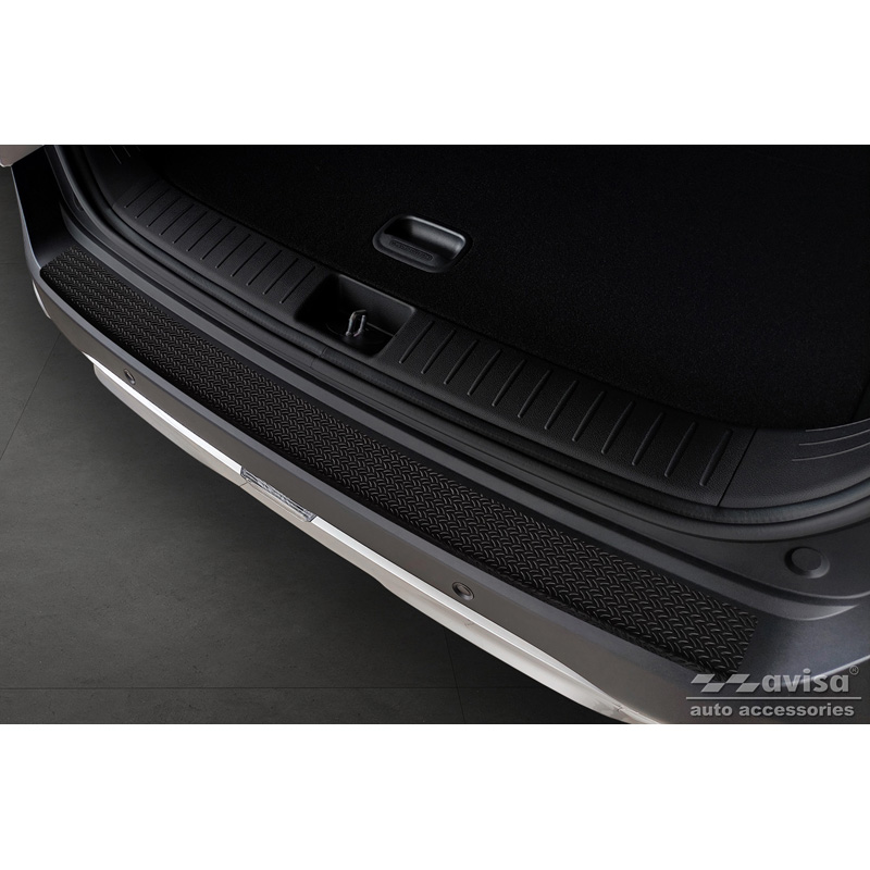 Protection de seuil arrière en aluminium noir mat sur mesure pour Kia Sportage V 2021- 'Riffled Plate'