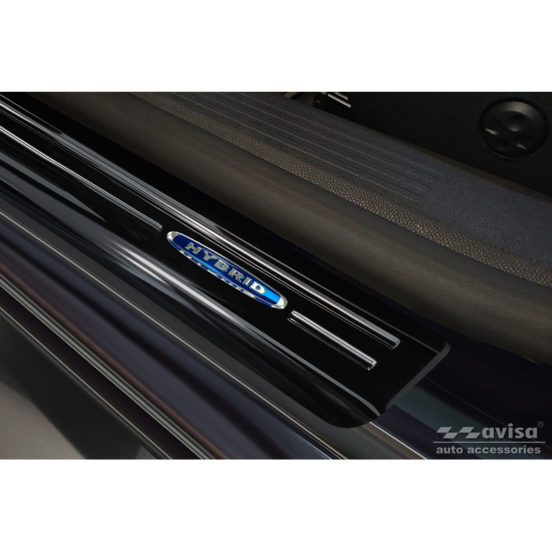 Seuils de portes inoxydable noir sur mesure pour Peugeot 508 II Sedan 2019- 'Hybrid' - 4-pièces